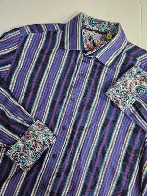 Robert Graham Men's Long Sleeve Flip Cuff Classic Fit Cotton Shirt XL - Image 1 of 4