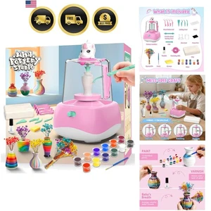 Kit de artesanía de rueda de cerámica para niños suministros de arte de arcilla brillante en la oscuridad para edades de 6-12 - Imagen 1 de 9