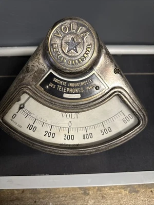 Ancien Ampèremètre VOLTA  en laiton  MEYLAN D'ARSONVAL Société telephones - Photo 1/4