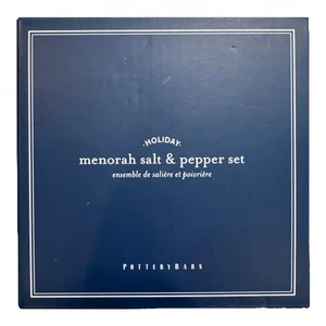 NEU Pottery Barn Menora Salz & Pfeffer Set 9 Zweige Silber Chanukka 3 Stck. 4,5" - Bild 1 von 6
