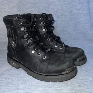 Botas de motocicleta Harley Davidson Diversion Skull talla 10,5 cuero negro - Imagen 1 de 9