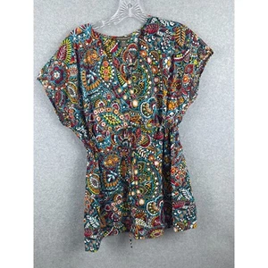 Tommy Bahama 100 % Baumwolle Bluse Damen Medium Blumen Taille Kordelzug - Bild 1 von 10