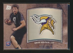 2011 TOPPS ROOKIE RISING /1074 ERROR WRONG PATCH NATE SOLDER VIKINGS PATRIOTS - Picture 1 of 1