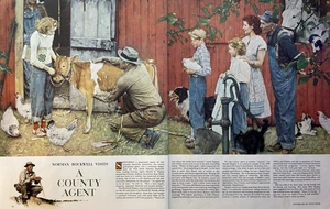 1948 Norman Rockwell County Agent Article Drawings Visits Vintage Farm - Picture 1 of 2