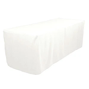 4 Fuß Passende Polyester Tischdecke Messestand Hochzeit Tisch Abdeckung WEISS - Bild 1 von 3