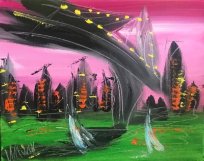 NEW YORK CITY ART CANVAS IMPRESSIONIST IMPASTO ARTIST  Original Oil Painting - Image 1 of 4