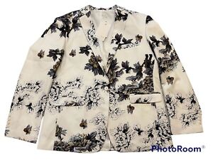Mogu New Men Lined Jacket Sport Coat Blazer Party Size 42 Floral Butterfly As Is