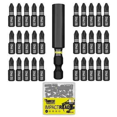 31 x SabreCut PH2 Phillips Impact Rated Drill Driver Screwdriver Bits Set Holder