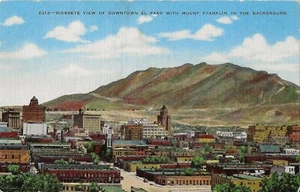 Postcard Texas El Paso Bird's Eye Aerial View of Downtown 40s Linen Unused - Picture 1 of 1
