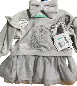 Disney Bebé 3-6 Meses Niñas Princesa TUTU Vestido 3 Piezas Gris Terciopelo Manga Larga - Imagen 1 de 7