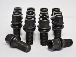 16 x M14 x 1.5, 27mm Thread, Radius Wheel Bolts Movable Washer (Black) - Picture 1 of 2
