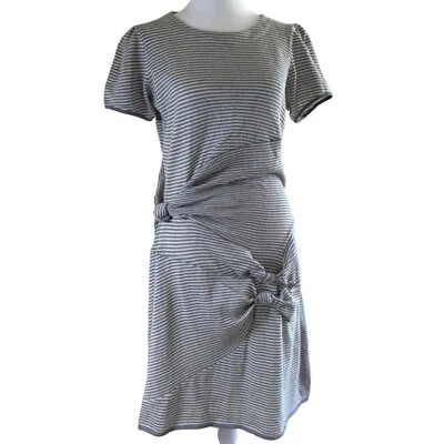 Vestido Suéter Peter Som Anthropologie 100% Lino Gris Blanco Rayas Talla Grande Foto 1 de 4