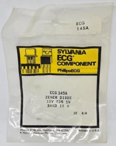 Phillips Sylvania ECG Component 145A Zener Diode 15V +/-5% 1W Band is K 1 Piece - Picture 1 of 2