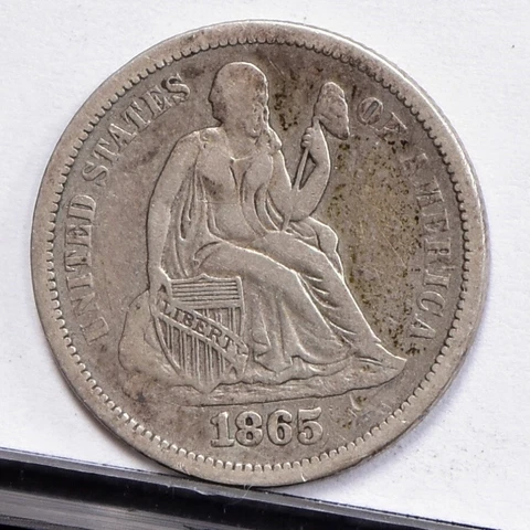 1865-S Liberty Seated Dime - VF/XF Details, Cleaned (#48829-L) Cover