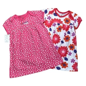 Carter's Just One You Set of 2 Baby Girl Dresses Floral Dots Pink Size 24 Months - Picture 1 of 9