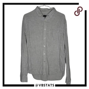 Club Monaco Men's Flannel Slim Fit Long Sleeve Button-Down Shirt Gray Size Small - Picture 1 of 7