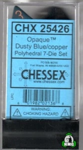 Juego de 7 Chessex: azul polvoriento opaco/cobre - Imagen 1 de 3