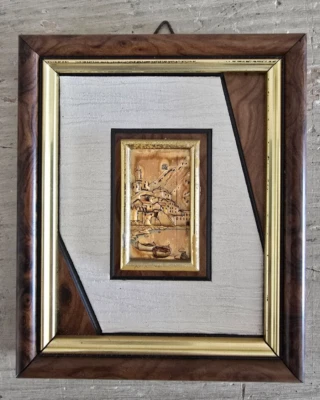 Quadro da Parete in Rilievo in Argento 925 con Cornice in Legno - Immagine 1 di 3