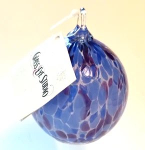 VTG Glass Eye Studio hand blown glass Ball Ornament Blue Mosiac Style *New - Picture 1 of 2