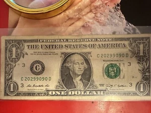 $1.00 BILL 2009 C20299090D LOOK @ SER # ONLY HAS 2,0,9'S & DATE "2029" WOW - Picture 1 of 6