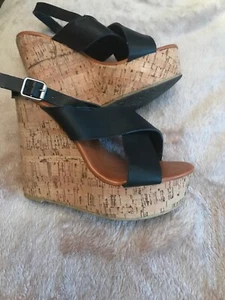 Black Wedge Sandals Size 5 London Rebel - Picture 1 of 7