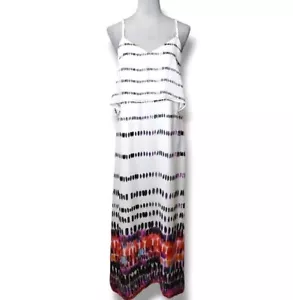 Quicksilver Silk Maxi Dress Womens Size M Beachy Boho Surf Vacation - Picture 1 of 8
