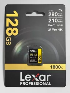 Lexar 128GB GOLD SDXC Memory Card Class 10 V60 UHS-II U3 Memory Card 280MB/S 4K - Picture 1 of 24