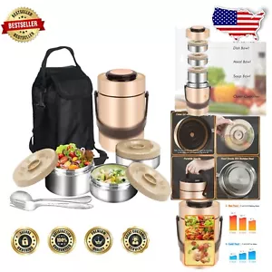 Durable Vacuum Insulated Lunch Container with 3 Compartment Design for Adults - Picture 1 of 10