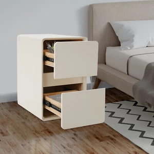 Schlafzimmer Nachttisch Modern Nachttisch Beistelltisch mit 2 Schubladen Weiß - Bild 1 von 9