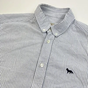 Maison Kitsune Blue White Stripe Button Down Long Sleeve Shirt Made Italy Sz 40 - Bild 1 von 8