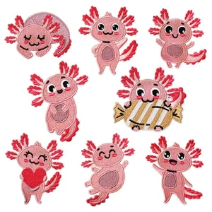 Parches Axolotl para reparación de ropa 8 piezas linda salamandra mexicana coser manualidades hágalo usted mismo - Imagen 1 de 9