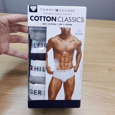 Paquete de 4 calzoncillos de cadera TOMMY HILFIGER para hombre grandes grises negros 100 % algodón logotipo clásico Foto 1 de 4