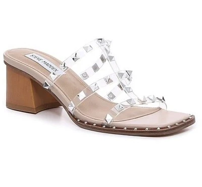 "Sandalia Steve Madden Veevee cono tachuelas tacón bloque transparente 2,5"" hada caprichosa talla 9,5" Foto 1 de 4
