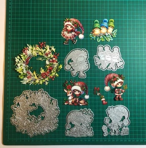 Kleine Helfer Weihnachten Stanzensets - Kranz - Elfen - Schlittschuhlaufen - Rentier - Vögel - Bild 1 von 13