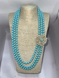 Collana fatta a mano con pasta di turchese e perle di fiume naturali - Foto 1 di 5
