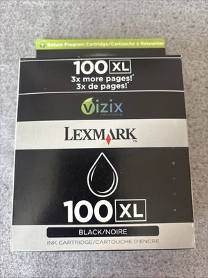 Lexmark 100XL (14N1068) Black Printer Ink Cartridge New Sealed GENUINE 3x Pages - Image 1 of 2