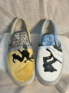 Hand Painted Vans Unisex M9/W10.5 Ski Motorcycle Extreme Sports Theme - Picture 1 of 8
