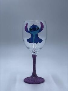 Personalised Lilo & Stitch Wine Glasses With Glittered Stem, Disney, Gift