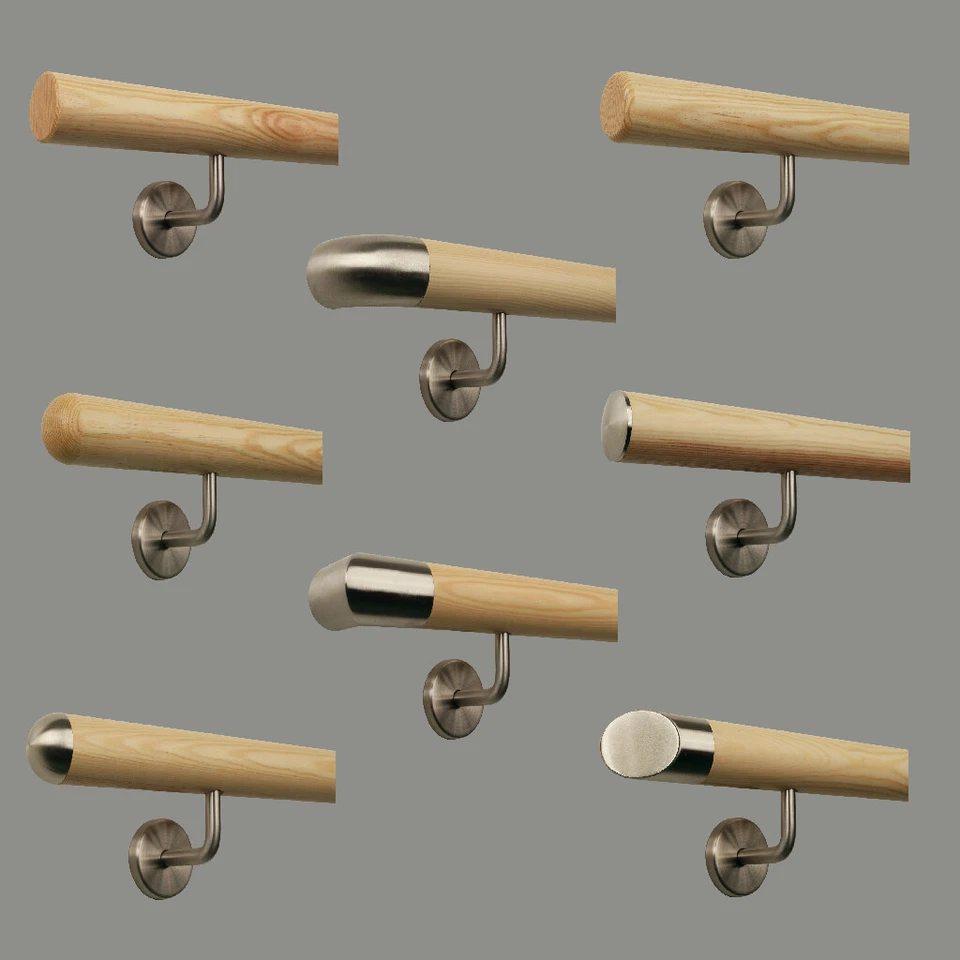 Kiefer Handläufe Geländer Montagefertiger Bausatz mit Halter + Endstücke Treppe - Bild 1 von 1