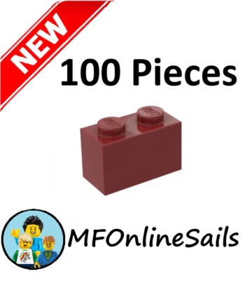 **NEW** 100x Genuine LEGO 1x2 Bricks - Dark Red - Piece # 3004 Bulk - Image 1 of 4