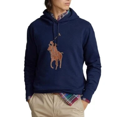 Felpa Polo Ralph Lauren The Rl Fleece Leather-big Pony In Pelle Hoodie - Imagen 1 de 4