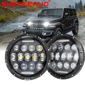 Pair 7" inch Round LED Halo Headlight Hi/Low DRL Beam for Jeep Wrangler JK LJ TJ - Picture 1 of 16