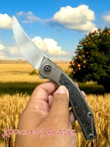 CKF Ablya Custom Knife Factory Bronze Titanium Carbon Fiber Zircuti M390 - Picture 1 of 5