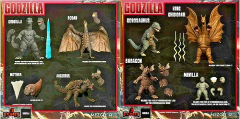 Mezco 5 Points Godzilla Destroy All Monsters Round 1 and 2 LOT - 8 Figures USA Cover