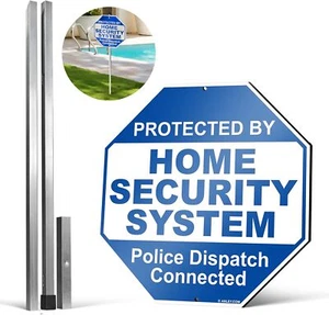 Anley Aluminum Protected By Home Security System Yard Sign 10x10 & Ground Stake - Picture 1 of 7