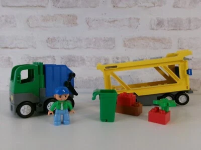 Lego Duplo - Camion poubelle et remorque - TBE - Photo 1/4