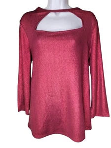 Lane Bryant Size 14/16 Red Metallic Long Sleeve Top Shimmer Christmas Holiday - Picture 1 of 4