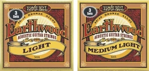 TRIPLE PACK - 3 Packs Ernie Ball Earthwood 80/20 Bronze Acoustic Guitar Strings - Picture 1 of 3
