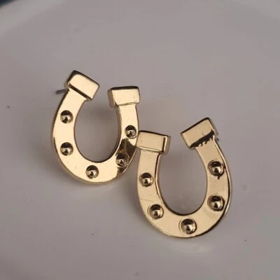 Lilly Pulitzer Derby Horseshoe Earrings Gold Plate with Nail Head Accents - Image 1 of 4
