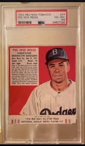 1953 Red Man Tobacco NL Series Card w/ Tab #17 Pee Wee Reese PSA 4.5 Dodgers - Picture 1 of 2